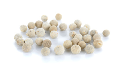 White pepercorn isolated on the white background