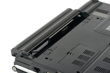 closeup of laptop battery, isolated on white - obrazy, fototapety, plakaty