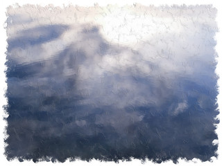 Imitation of oil painting of water background - obrazy, fototapety, plakaty