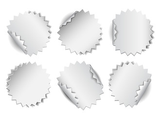 Set of paper stickers on white background.