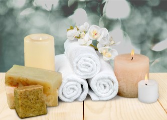 Spa Treatment, Candle, Towel.