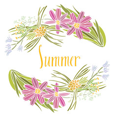 Frame of summer flowers
