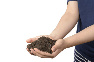 soil on hands