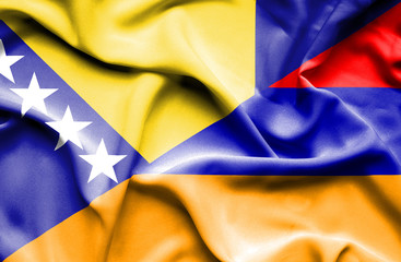 Waving flag of Armenia and Bosnia and Herzegovina