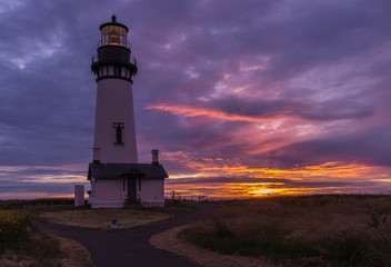 Yaquina lighthouse at sunset