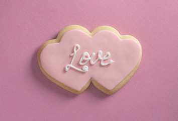 Heart shaped cookie with love text