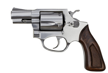 Pistol Revolver Handgun Firearm Isolated On White Background - obrazy, fototapety, plakaty