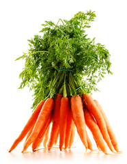 Fresh carrots bunch isolated on white