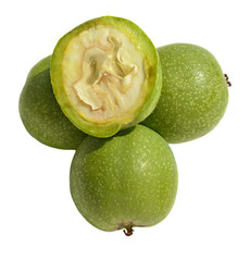 Green young walnuts