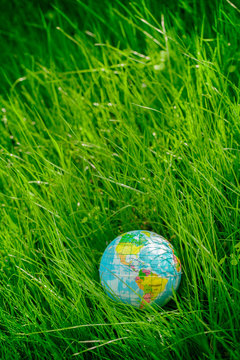 globe on grass. earth day, environment concept