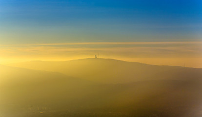 sunset over the mountains of the Taunus