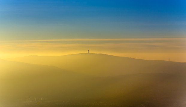 sunset over the mountains of the Taunus