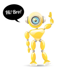 vector orange cartoon robot isolated on white