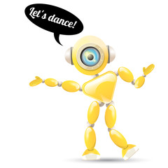 vector orange cartoon robot isolated on white