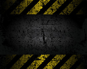vector grungy background texture of the old pavement with black and yellow lines spaced horizontal danger warning