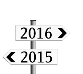 New year direction, signposts. Isolated on white.
