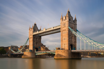Fototapeta na wymiar Tower bridge in the evening sun - Long Exposure version