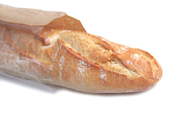 Baguette on white background