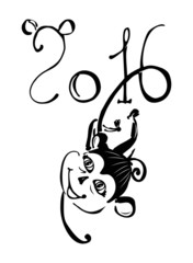 The symbol of the new year 2016 a monkey hanging on the figures