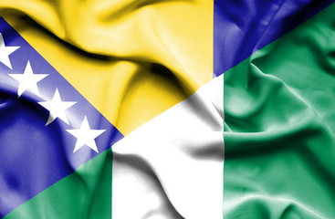 Waving flag of Nigeria and Bosnia and Herzegovina