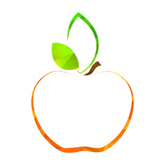 polygonal contour vector apple with green leavesv