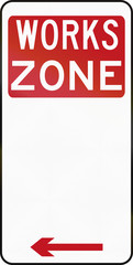 Australian special parking zone regulation sign: Works Zone