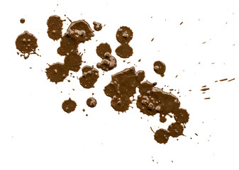drops of mud sprayed a white background