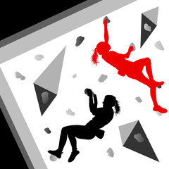 Climber woman winner vector background concept