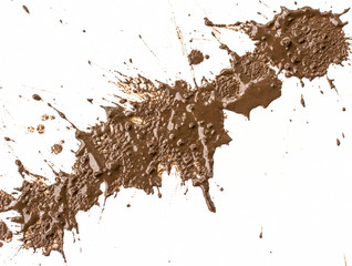 drops of mud sprayed a white background