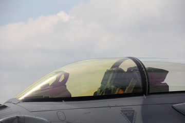 Side view of fighter plane cockpit