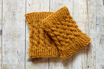 knitted wood legwarmers