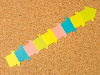 cork board colored diagonal arrows