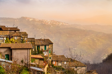 Pictureque historic town of San Vito Romano on the slopes of a hill in the mountains of Lazio, Italy