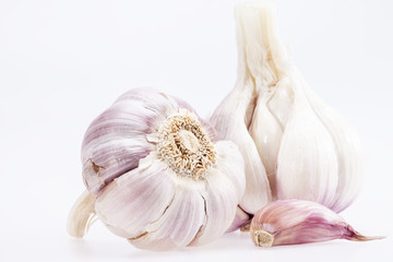 some garlics isolated on white background