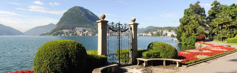 Lugano, Switzerland - View of the gulf from the botanical garden