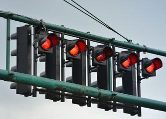 Group of red racing lights