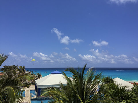 Parasailing Above Caribbean Sea, Mexico