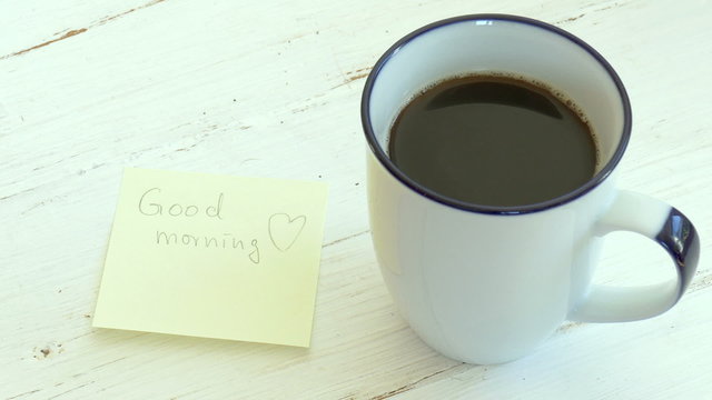 a cup of coffee and a message in the morning