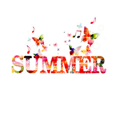 Colorful vector summer background with butterflies