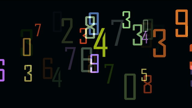 Fading numbers on black background