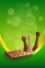 Background abstract green gold chess game brown beige board figures frame vertical gold ribbon illustration vector