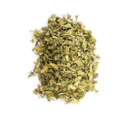 Dried parsley herbs over white background