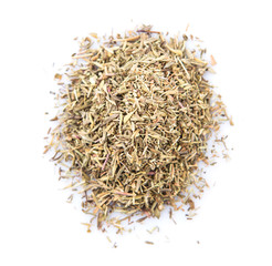 Dried thyme herbs over white background
