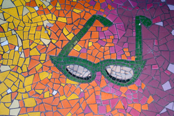 Brighton mosaic pattern of sunglasses on wall