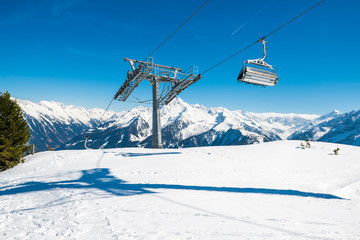 Cable ski lifts in Mayrhofen ski resort - Zillertal region, Austria