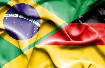 Waving flag of Germany and Brazil