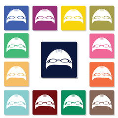 Swimming cap with glasses icon