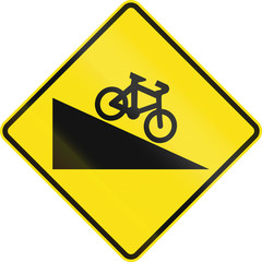 An Australian warning traffic sign - Steep descent for cyclists