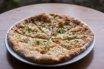White Pizza , garlic and Mozzarella Cheese