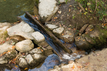 cutted wooden pipe in outdoor